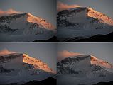 10 Sun Sets On Cho Oyu From Chinese Base Camp The light on Cho Oyu moves from the golden yellow of sunset towards white as the sun continues to set from Chinese Base Camp.